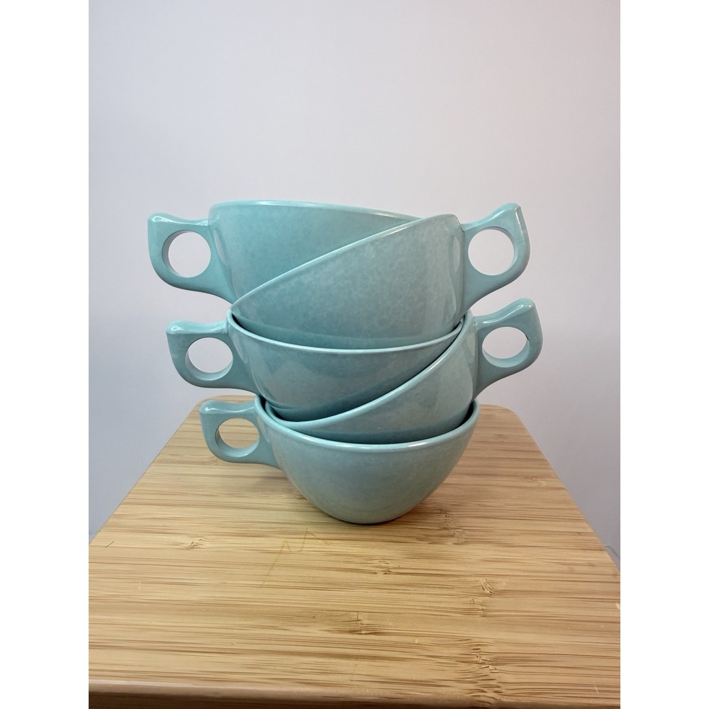 5 Melmac Branchell Color Flyte Tea Coffee Cups Vintage MCM Robin Egg Blue‎